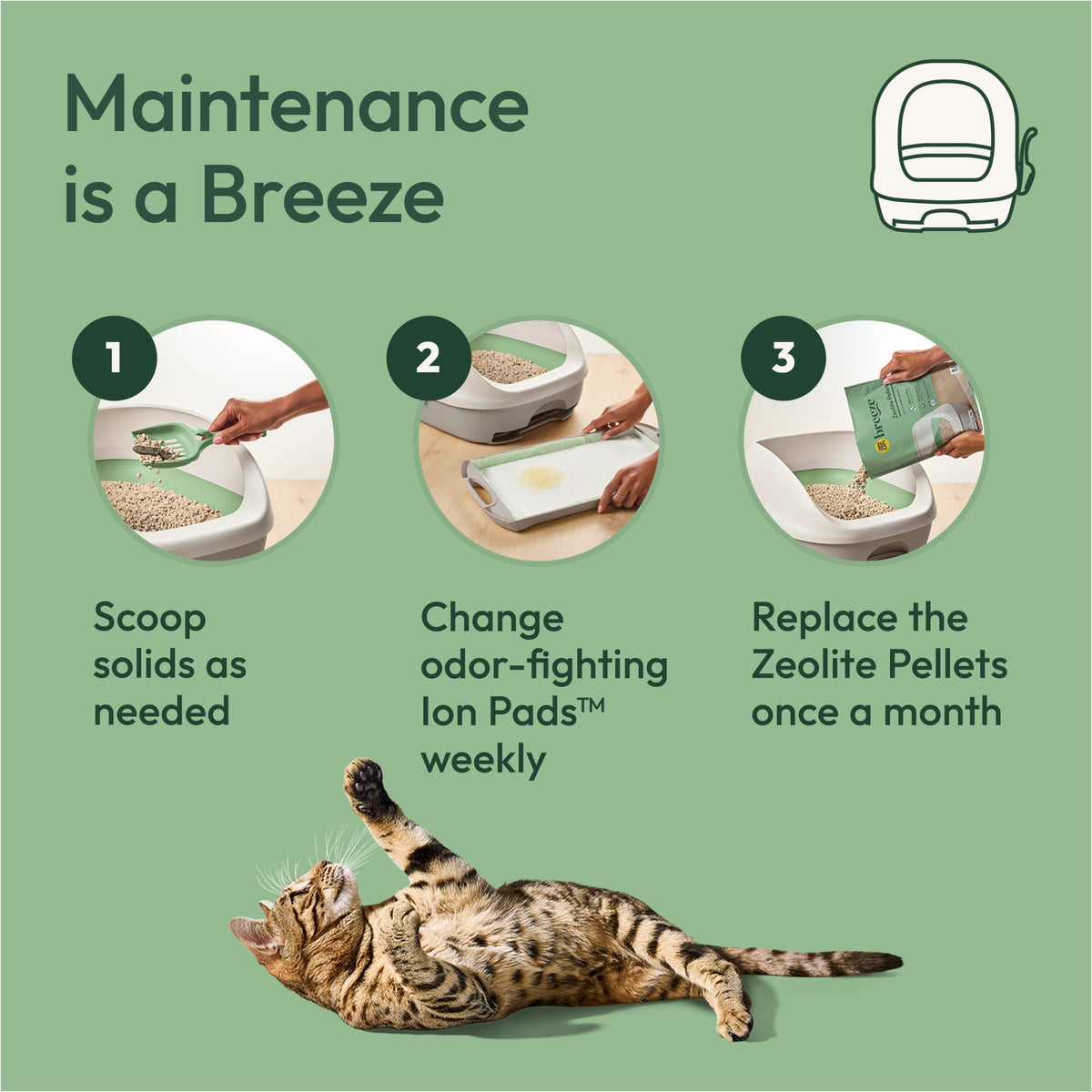 Purina Tidy Cats Breeze Covered Cat Litter Box System Kit with Pellet Cat Litter, Hooded Litter Box, and Litter Box Pads