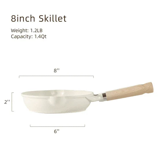 Carote Nonstick Frying Pan 8" Skillet With Induction, Egg Omelet Pan Non-Stick Chef's Pan Compatible for All Stoves, Bon Appetit, White Granite