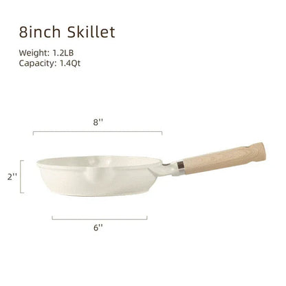 Carote Nonstick Frying Pan 8" Skillet With Induction, Egg Omelet Pan Non-Stick Chef's Pan Compatible for All Stoves, Bon Appetit, White Granite