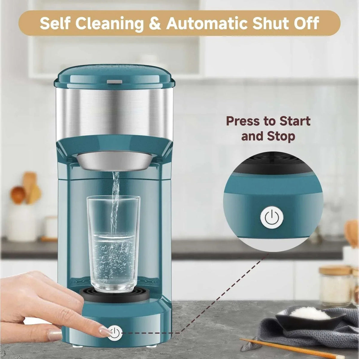 MINI Single Serve Coffee Maker,Instant Coffee Maker One Cup for K Cup & Ground Coffee,Portable Capsule Coffee Machine with 6 to 14oz Reservoir,90 Seconds Fast Brewing and One Button Operation