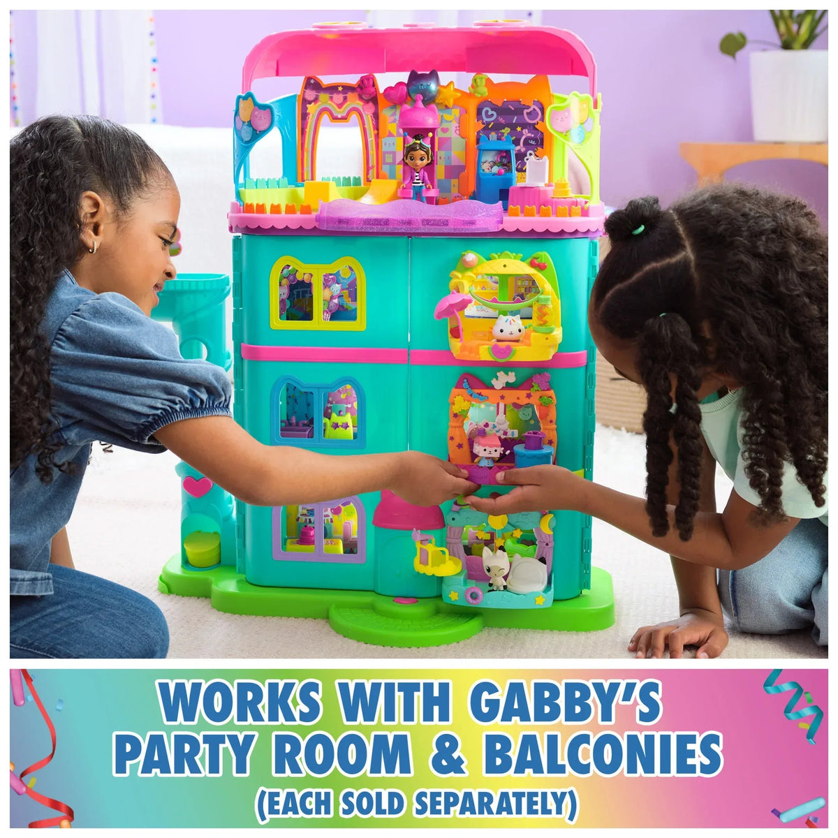 Gabby’s Dollhouse, 25" Tall Celebration Dollhouse with Toy Figures, Furniture & Sound Effects