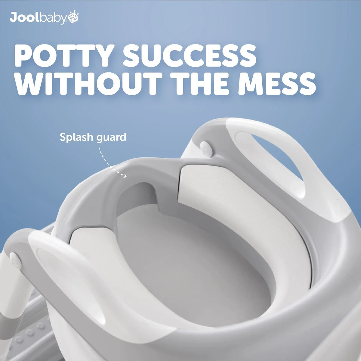 Jool Baby Potty Training Seat with 2 Step Ladder for Toddlers – Splash Guard, Adjustable Height (Gray)