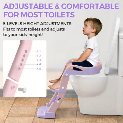 FVLOENG Potty Training Seat for Kids Boys Girls,3 in 1 Toddler Toilet,Potty Training Toilet with Urinals, Toddler Step Stool Ladder and Splash Guard Anti-Slip with Soft Cushion (Pink)