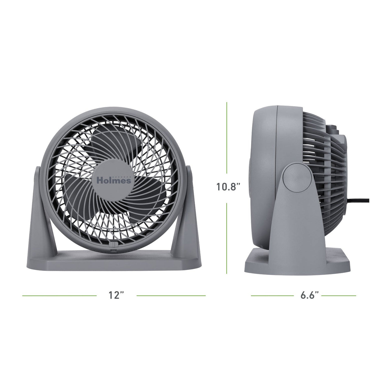 Holmes Blizzard 3-Speed Air Circulator Fan, 90° Adjustable Tilt, Removable Grill, Gray