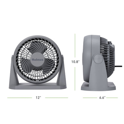 Holmes Blizzard 3-Speed Air Circulator Fan, 90° Adjustable Tilt, Removable Grill, Gray