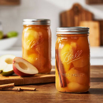 Wide Mouth Mason Jars 32 oz - (4 Pack) Ball Wide Mouth 32-Ounces Quart Mason Jars With Airtight lids and M.E.M Rubber Jar Opener Included