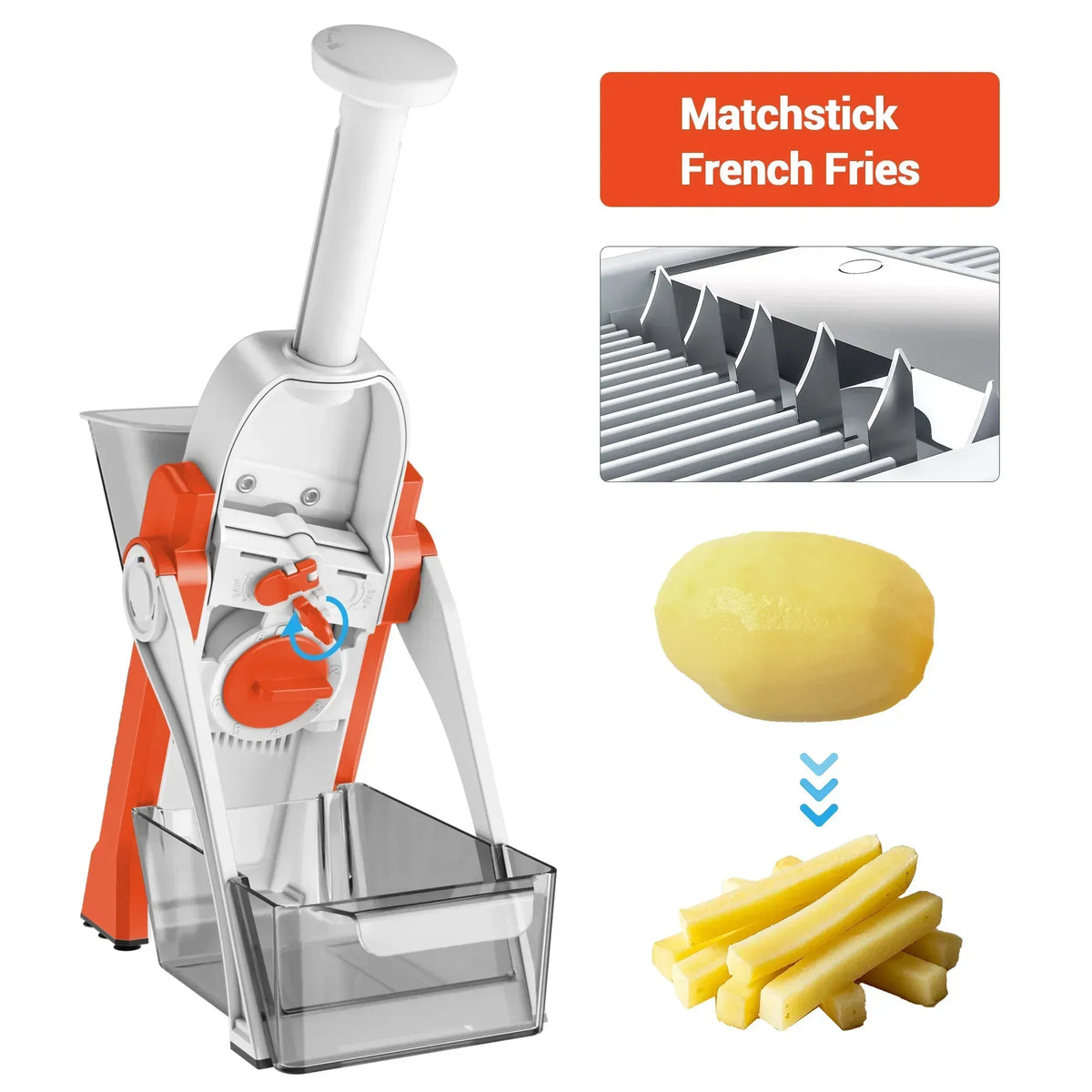 Mandoline Slicer for Vegetables Fruits, Adjustable Thickness Stainless Steel Food Cutter & Chopper, Safe and Quick Meal Preparation