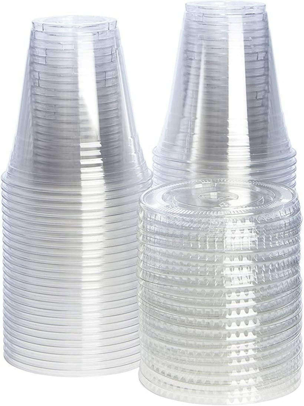 GUSTO Clear Plastic Cups 12 oz Disposable Coffee Cups with Lids, 50-Pack