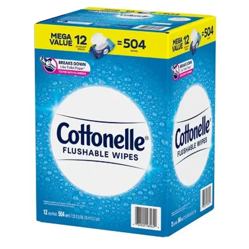 Cottonelle Flushable Wet Wipes, 12 Flip-Top Packs (42 Wipes/Pk., 12 Pk.)