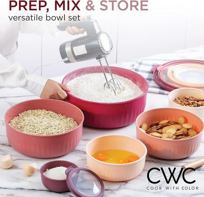 COOK WITH COLOR Meal Prep Containers Wide Mixing Bowls Food Storage Containers with Lid