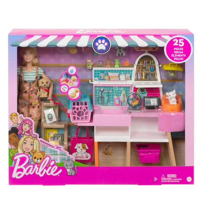 Barbie Doll and Pet Boutique Playset with 4 Pets and Accessories, for 3 to 7 Year Olds