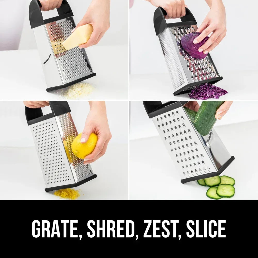 GORILLA GRIP Cheese Grater, BPA Free Stainless Steel Box Graters, Cheeses and Veggie Shredder