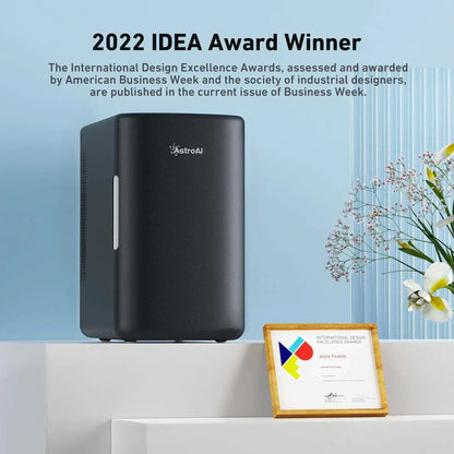 AstroAI Mini Fridge, Compact Refrigerator, Makeup Skincare Fridge 6L 8 Cans Portable Personal Cooler One Door, for Home, Car, Black, for Gifts