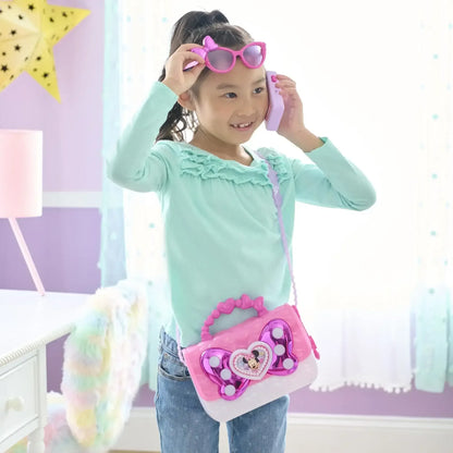 Disney Junior Minnie Mouse Bowfabulous Bag Set, 7-piece, Pretend Play, Kids Toys for Ages 3 Up