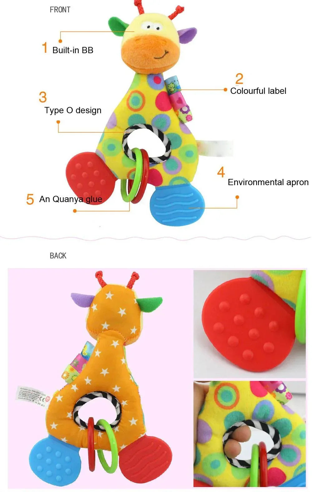 Clear!Tarmeek Baby Soft Rattles Shaker Teething for 0-6 Months Newborn,Infant Developmental Hand Grip Baby Cute Stuffed Animal Doll for 6-12 Months Toddlers,Birthday Gifts for Kids