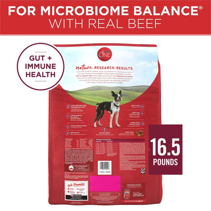 Purina ONE Small Bites Dry Dog Food for Adult Dogs with Added Vitamins & Minerals, High Protein Beef & Rice, 16.5 lb Bag