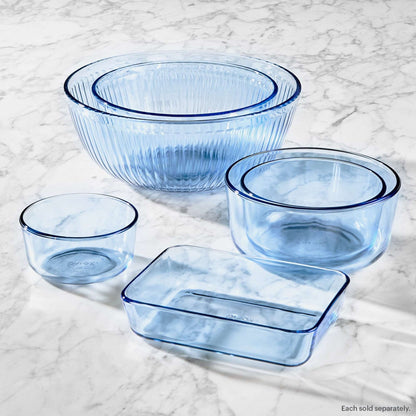 Pyrex Simply Store Tinted 4-piece Round Storage Set with Plastic Lids, Blue