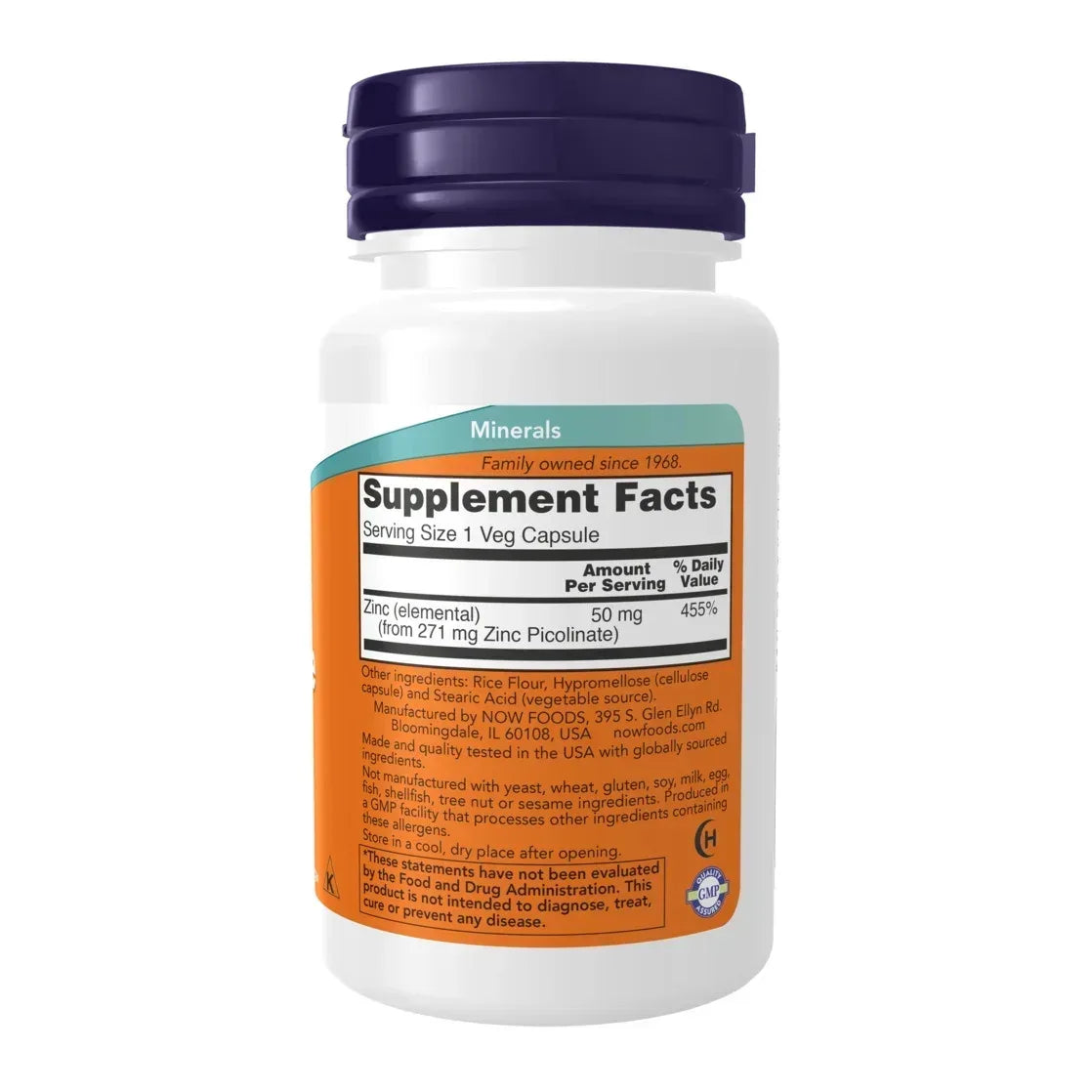 NOW Foods, Zinc Picolinate, 50 mg, 120 Veg Capsules