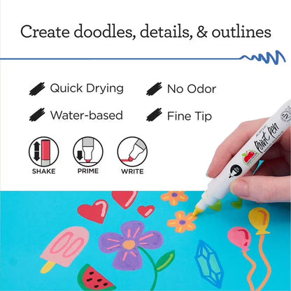 Apple Barrel Multi-Surface Paint Pens Basic Value Set, Medium Tip, 12 Piece