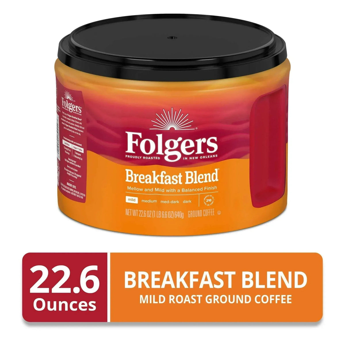 Folgers Colombian Ground Coffee, Medium Roast, 22.6 oz Canister