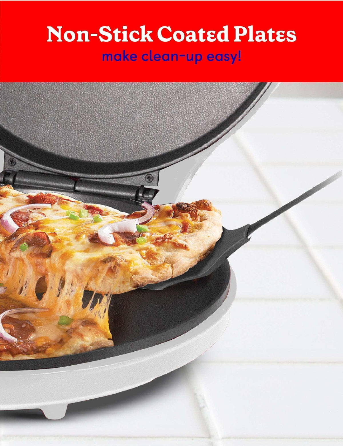 Betty Crocker 1440W Electric Indoor Pizza Oven - Nonstick Griddle