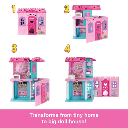 Barbie Chelsea Pop-Up Doll House with Doll & 15+ Accessories, House Expands to 17+ x 13+ inches
