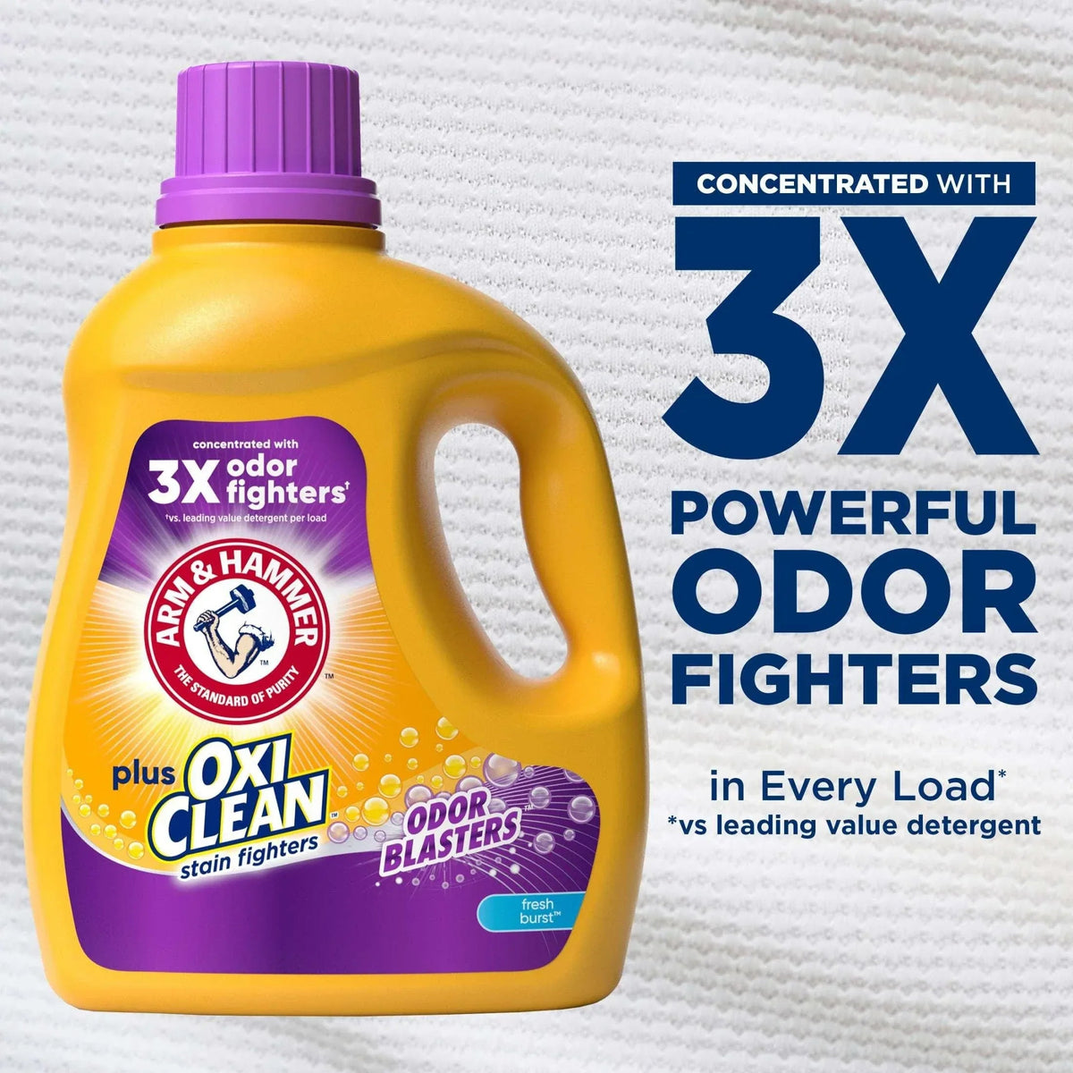 ARM & HAMMER Plus OxiClean Odor Blasters Liquid Laundry Detergent, Fresh Scent, 77 Loads