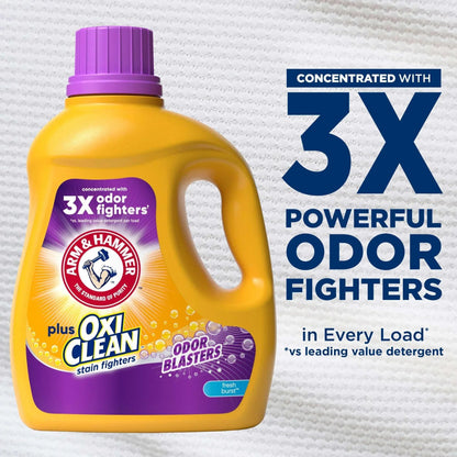 ARM & HAMMER Plus OxiClean Odor Blasters Liquid Laundry Detergent, Fresh Scent, 77 Loads