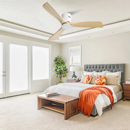 Sofucor 52 Inch Modern Flush Mount Ceiling Fan with Wood Blades