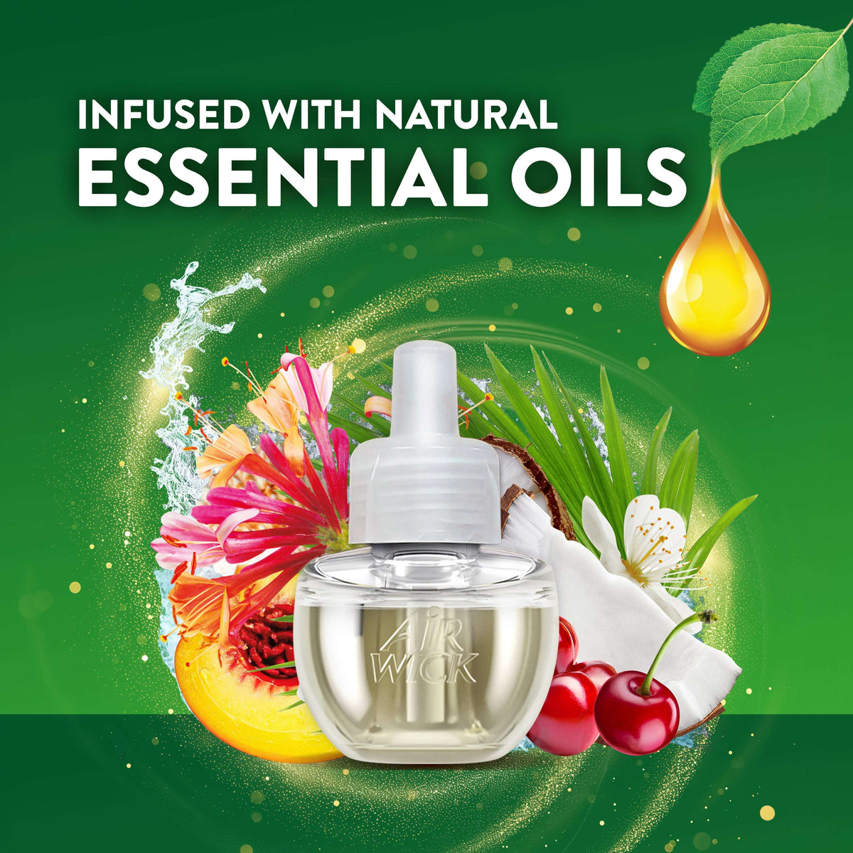 Air Wick Plug-in Scented Oil Air Freshener Refills Lush Honeysuckle Calming Sea Spray Sweet Peach 4 Count