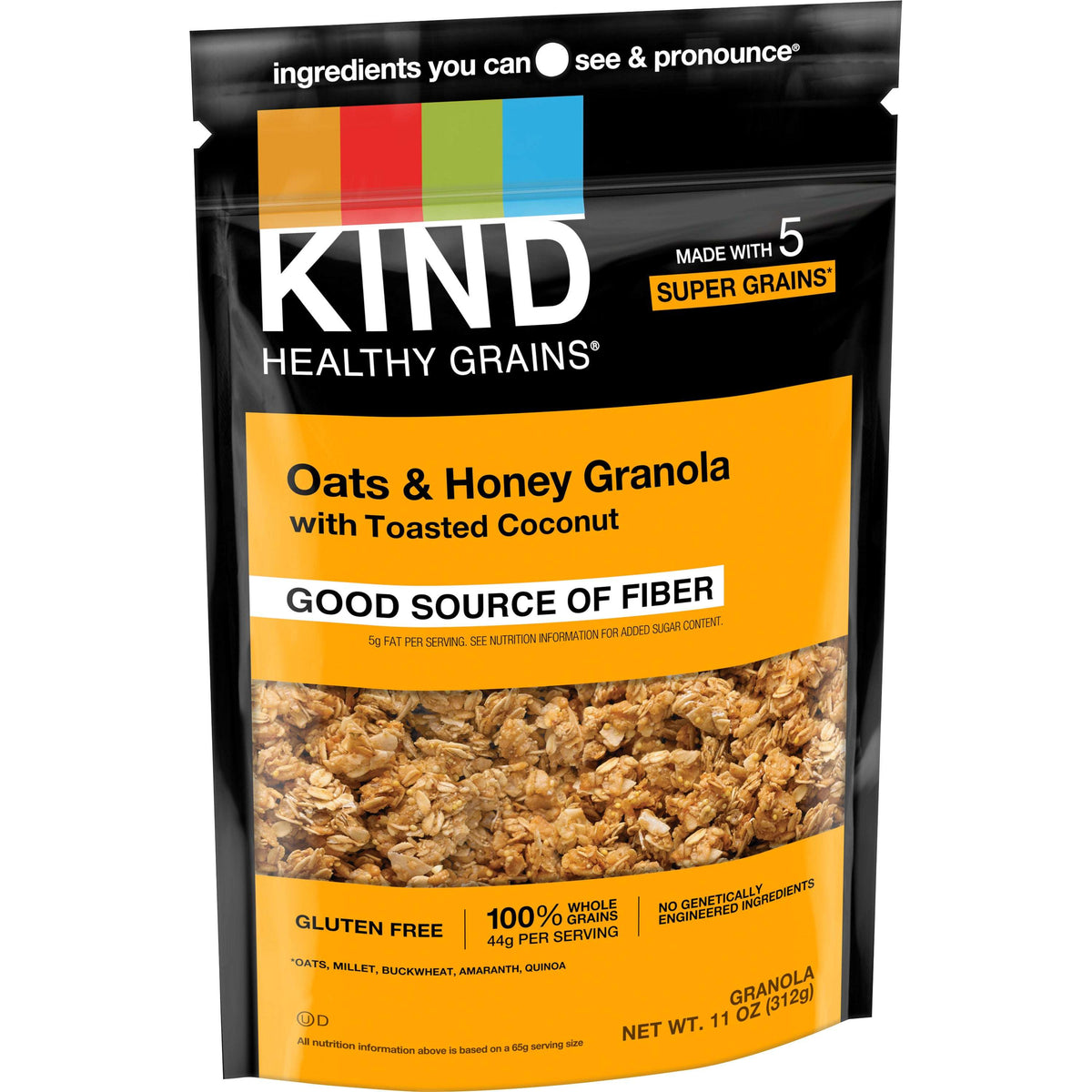 KIND HEALTHY GRAINS Granola, Healthy Snack, Oats & Honey Granola with Toasted Coconut, Snack Mix 11 OZ