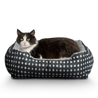 Vibrant Life Dog Bed, Cat Bed, Puppy Bed, Plush Cuddle Bed for Small Breeds, 19" x 15",Black & White Diamonds