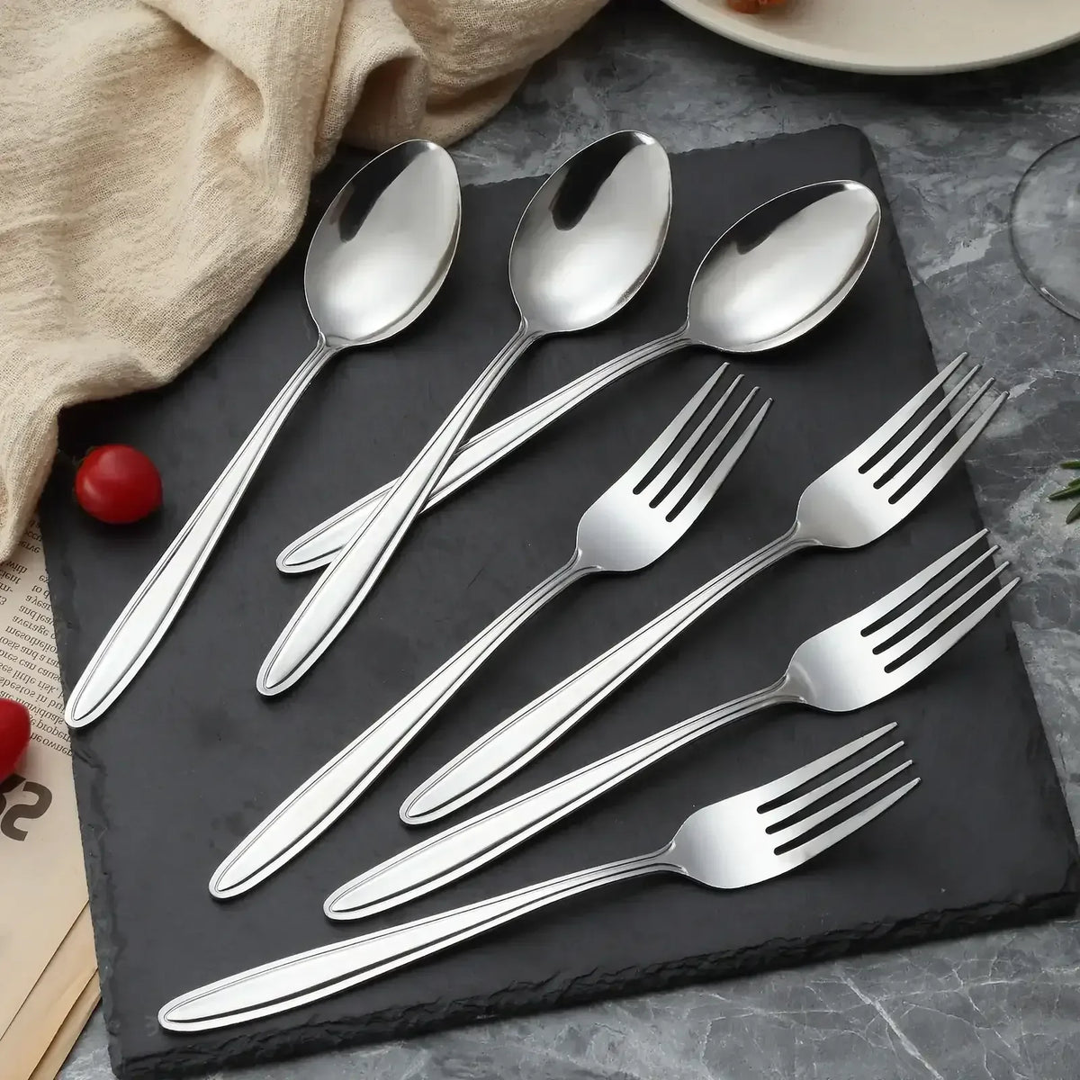 Mirdinner Dinner Forks and Spoons Set, Stainless Steel Silverware Flatware Set, Salad Fork and Soup Spoon, Using for Home, Kitchen or Restaurant, Mirror Polished, Dishwasher Safe