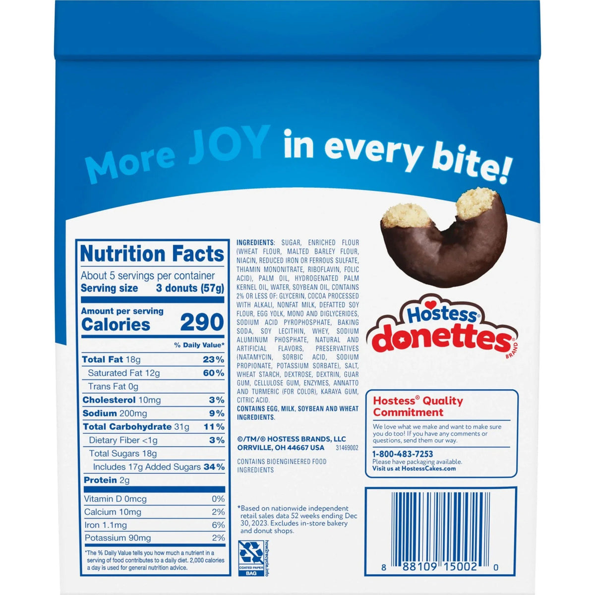 Hostess Donettes, Frosted Mini Donuts, 10.75 oz Bag