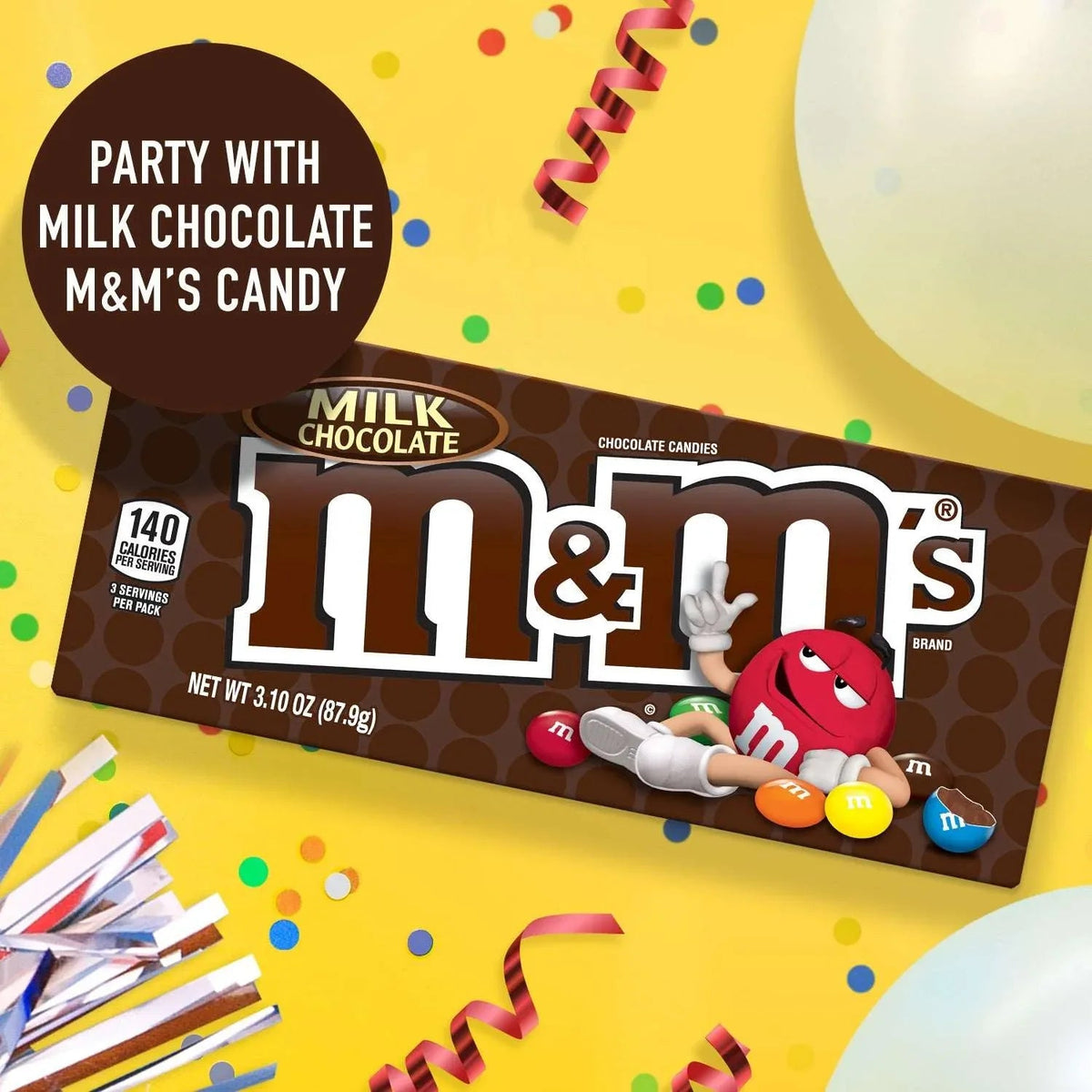 M&M'S Milk Chocolate Candy Movie Theater Box, 3.1 oz