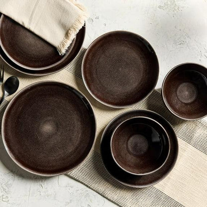 Better Homes & Gardens Brooks 12-Piece Stoneware Dinnerware Set, Gray
