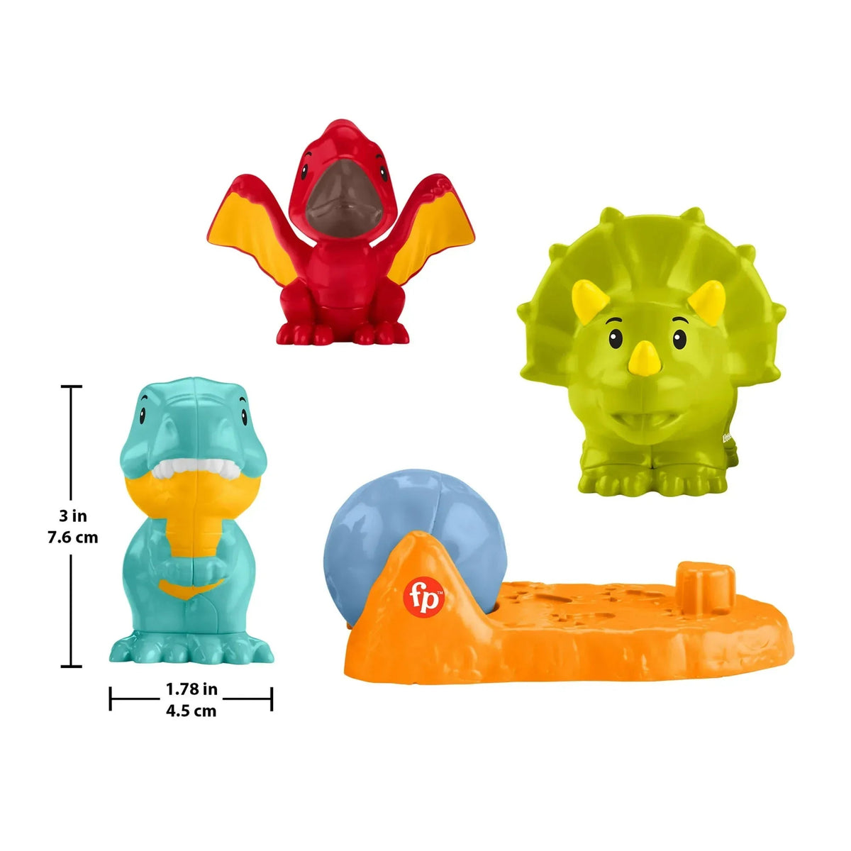 Fisher-Price Little People Friendly Dinosaur Figure Pack Toddler Toy, 4 Pieces for Pretend Play
