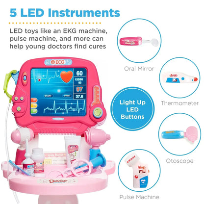 Best Choice Products Play Doctor Kit for Kids, Pretend Medical Station Set with Carrying Case, Mobile Cart