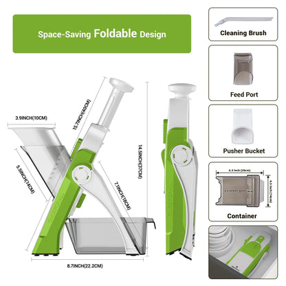 Mandoline Slicer for Vegetables Fruits, Adjustable Thickness Stainless Steel Food Cutter & Chopper, Safe and Quick Meal Preparation