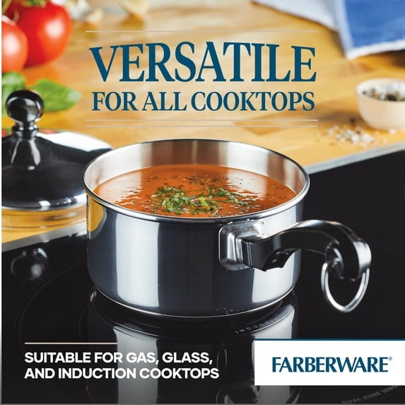 Farberware Classic Series 1 Quart Stainless Steel Sauce Pan with Lid, Induction Compatible, Metal Utensil and Dishwasher Safe, Stainless Steel
