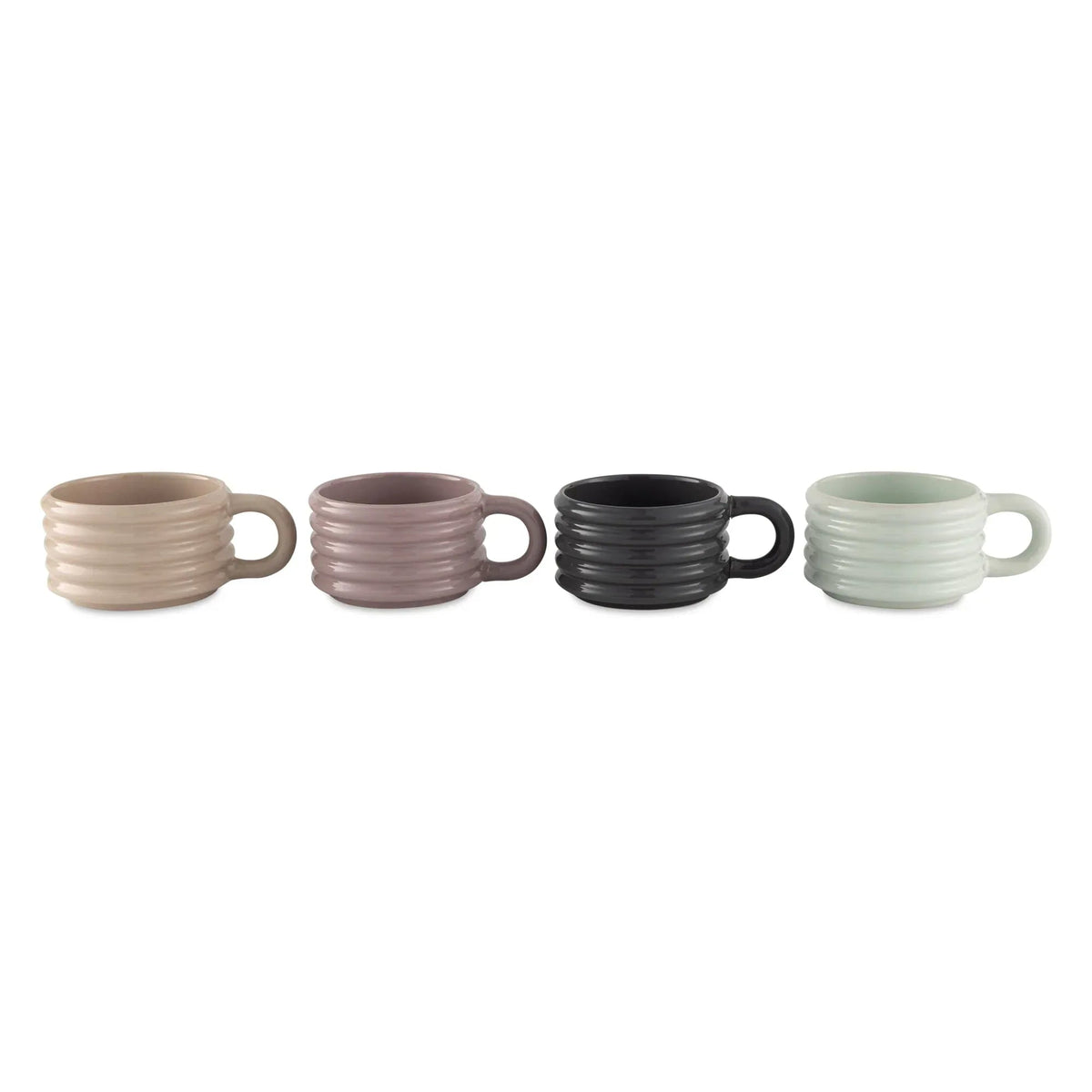 Thyme & Table 4-piece Ceramic Ribbed Stackable Mug Set with Rack, 12 fl oz