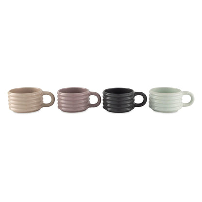 Thyme & Table 4-piece Ceramic Ribbed Stackable Mug Set with Rack, 12 fl oz