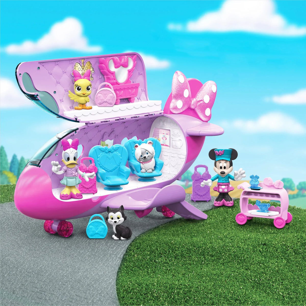 Disney Junior Minnie Mouse Bow-Liner Jet Toy Figures and Playset, Officially Licensed Kids Toys for Ages 3 Up, Gifts and Presents
