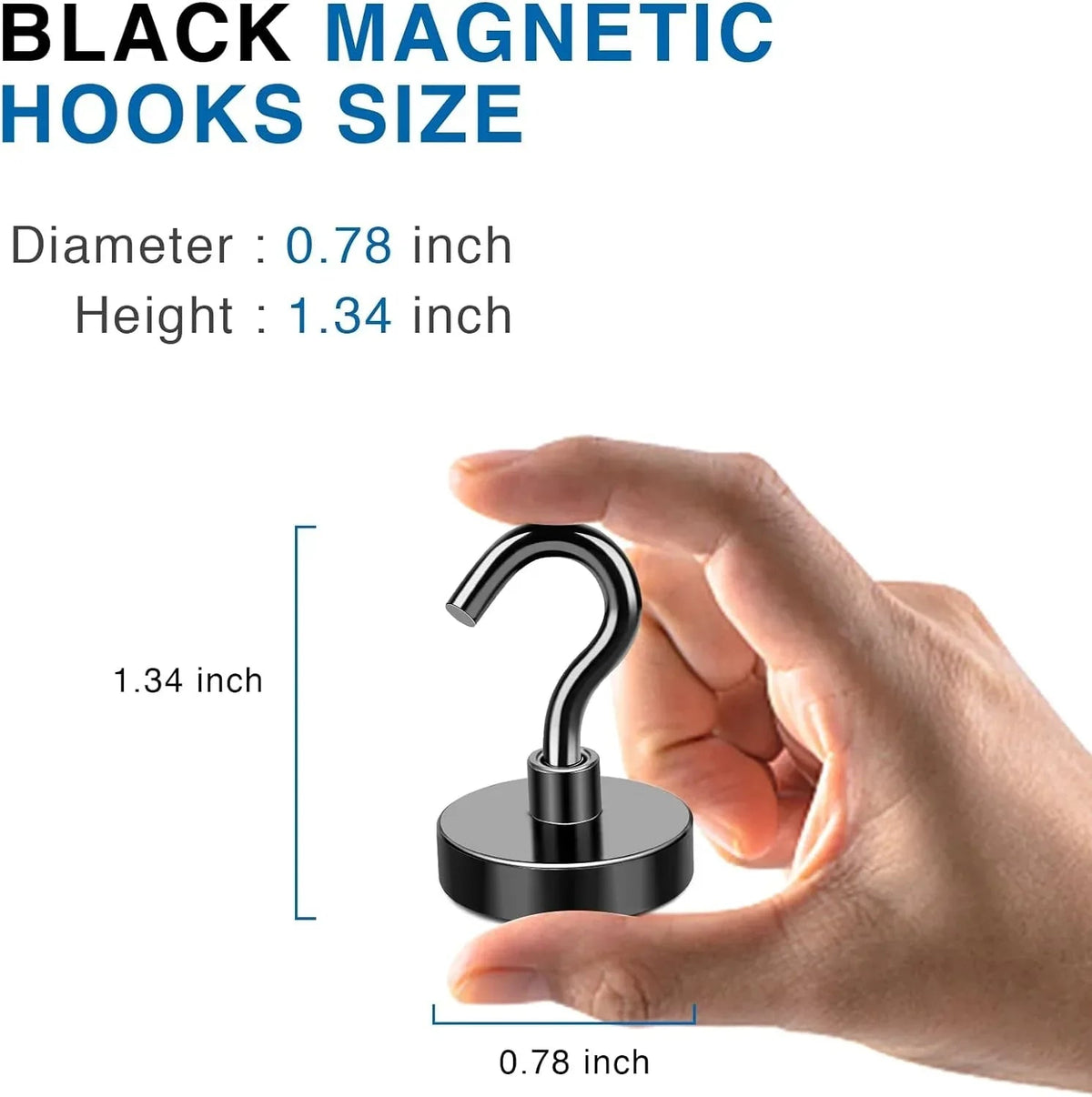 DIYMAG Magnetic Hooks Heavy Duty, 40lbs Strong Magnetic Hooks Heavy Duty with Epoxy Coating for Refrigerator, Black Magnetic Cruise Hooks for Hanging, Classroom, Office, and Kitchen - Pack of 4
