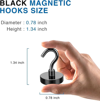 DIYMAG Magnetic Hooks Heavy Duty, 40lbs Strong Magnetic Hooks Heavy Duty with Epoxy Coating for Refrigerator, Black Magnetic Cruise Hooks for Hanging, Classroom, Office, and Kitchen - Pack of 4