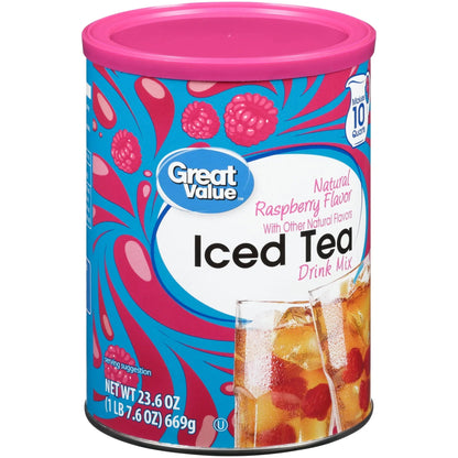 Great Value Natural Raspberry Flavor Iced Tea Drink Mix, 23.6 oz