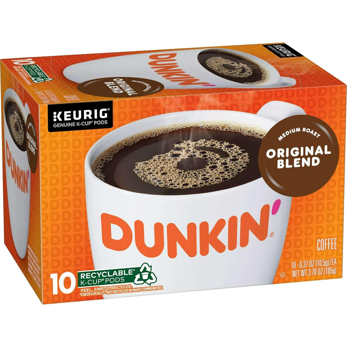 Dunkin’ Original Blend Medium Roast Coffee, Keurig K Cup Pods, 10 Count Box