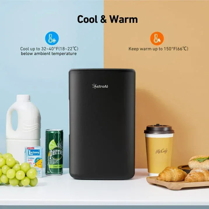 AstroAI Mini Fridge, Compact Refrigerator, Makeup Skincare Fridge 6L 8 Cans Portable Personal Cooler One Door, for Home, Car, Black, for Gifts