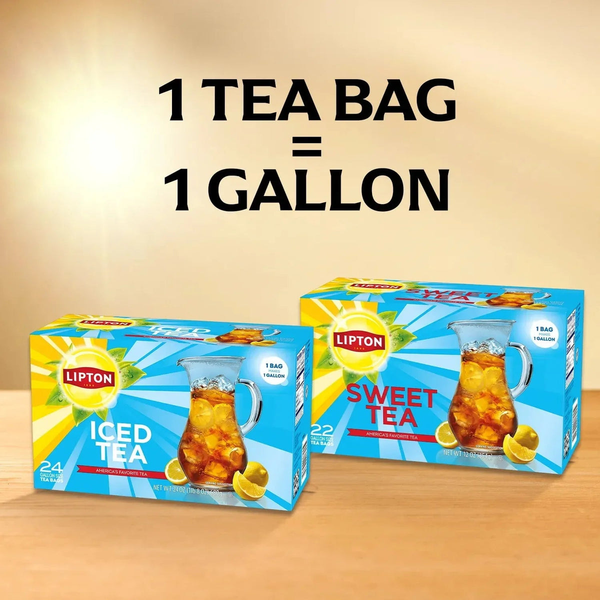 Lipton Iced Southern Sweet Tea, Gallon Size Tea Bags, Black Tea, 22 Count