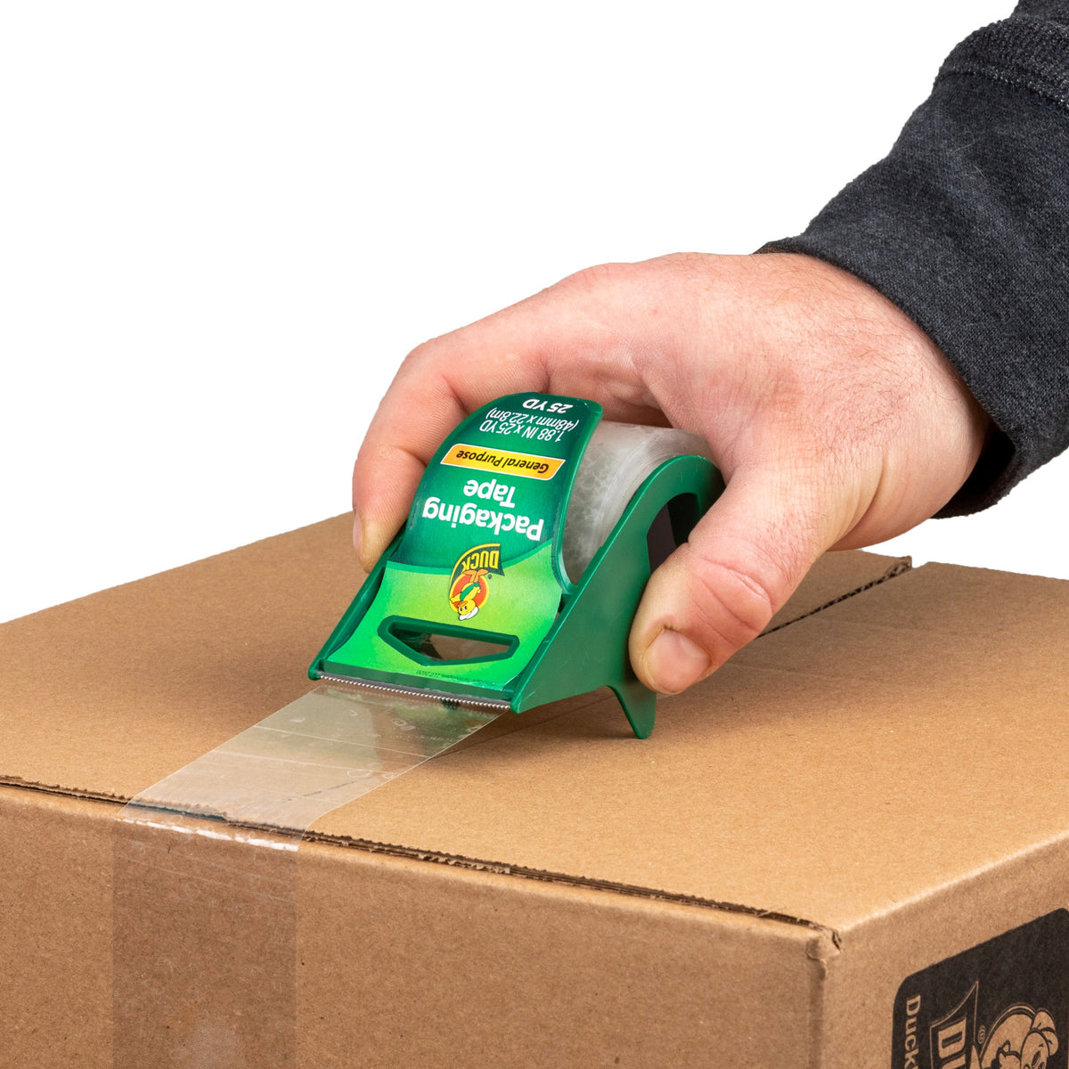 Duck General Purpose Packaging Tape with Manual Tape Dispenser, 1.88 in x 25 yd, Clear, 1 Roll